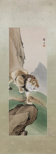 CHINESE PAINTING OF A MALE LION, LIU KUILING