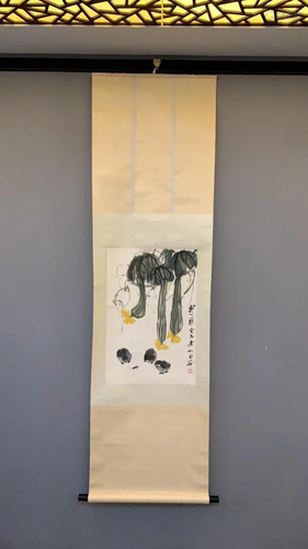 A PAINTING OF TOWEL GOURD AND CHICKENS, QI BAISHI