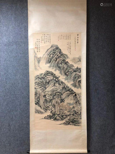 CHINESE PAINTING OF MOUNTAIN SCENE, WU HUFAN