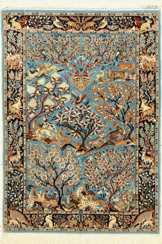 Isfahan fine, Persia, approx. 50 years, wool on cotton