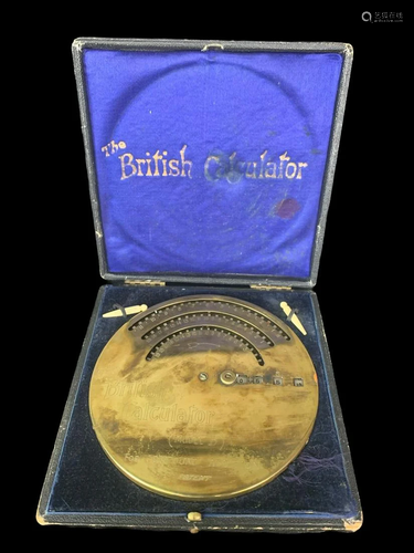 Brass British Calculator Model B C. 1905 In Box