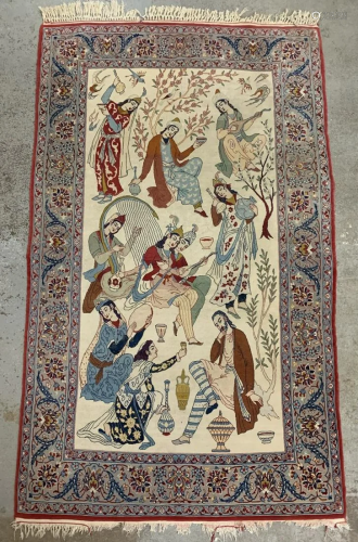 Pictorial Isfahan Rug, Wool On Silk Foundation