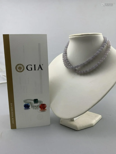 G I A Certified Natural Chinese Lavender Jade Neck