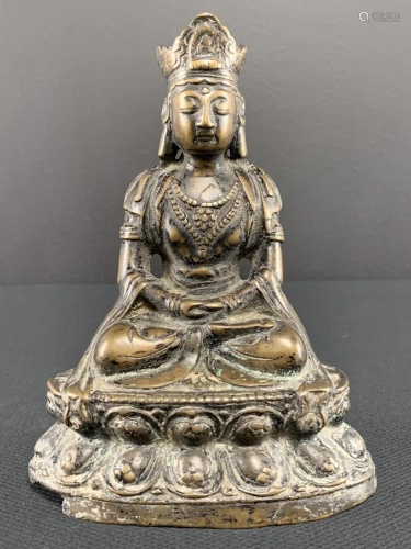 Antique Chinese Or Tibetan Bronze Guan Yin