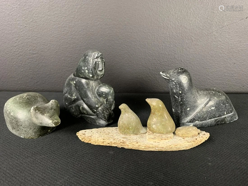 Lot Of 4 Inuit Soapstone Carvings