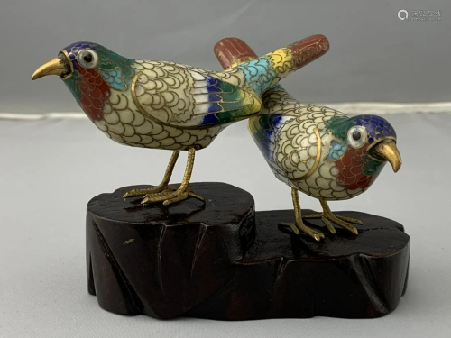 Chinese Gilt Cloisonne Birds On Stand