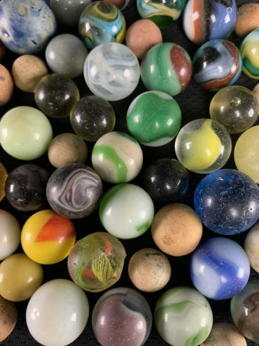 Lot Of Antique Vintage Marbles, Clay, Glass, Etc.