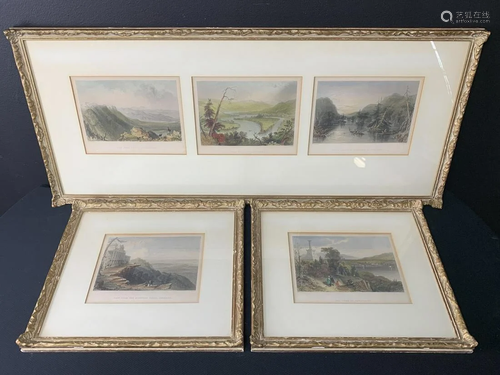 Lot Of 5 Framed Bartlett Prints, Adirondacks, Us