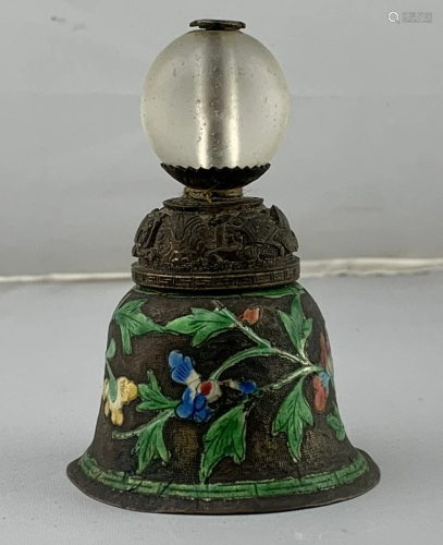 Chinese Silver Enamel Bell, Mandarin Hat Finial