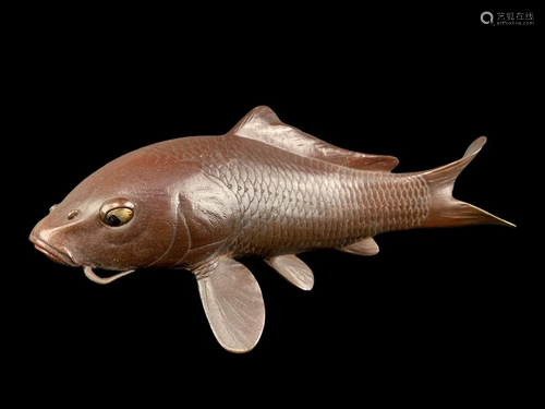 Japanese Meiji Period Bronze Cast Carp Fish