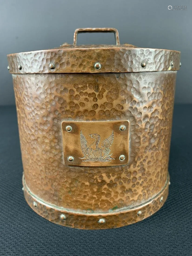 Arts And Crafts Hand Hammered Copper Riveted Box