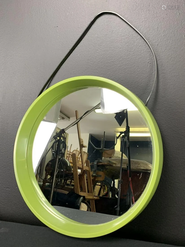 Mid Century Avocado Green Wall Mirror, Denmark