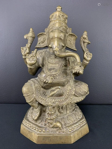 Indian Bronze Seated Ganesh