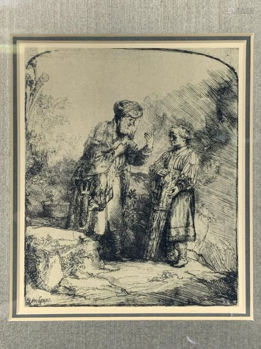 Rembrandt Etching, Abraham And Isaac