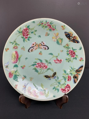 Antique Chinese Celadon Butterfly Dish