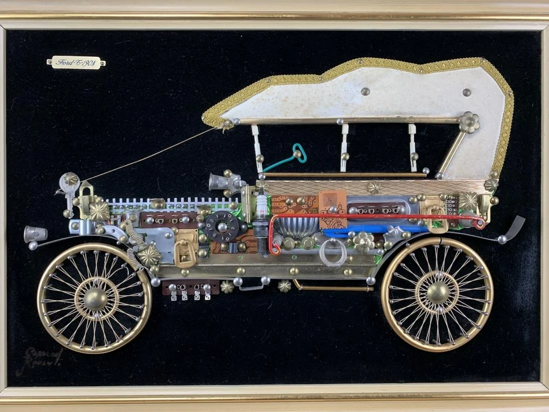 Vintage Folk Art Steampunk Ford T 1908 Collage－【Deal Price Picture】