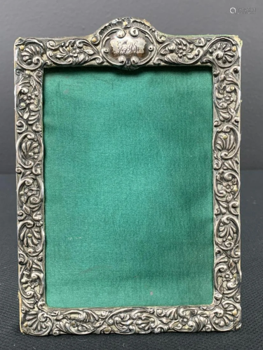 Victorian Silver Repousse And Velvet Picture Frame