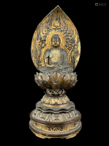 Japanese Sculpted Gilt Wooden Seated Buddha