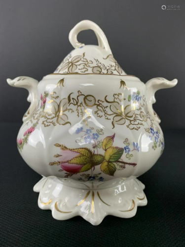 Victorian English Porcelain Painted Sugar Bowl