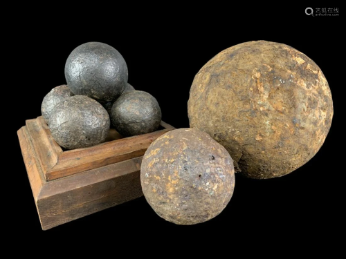 Lot Of 7 Antique Salvaged Cannonballs