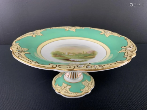 English Porcelain Hand Painted Footed Serving Dish