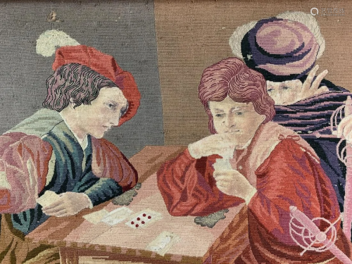 19th C Caravaggio Card Players Tapestry