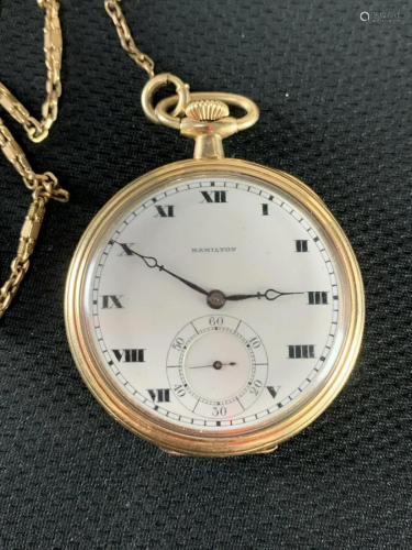 Hamilton Stem Wound Pocket Watch, Gold Filled Case