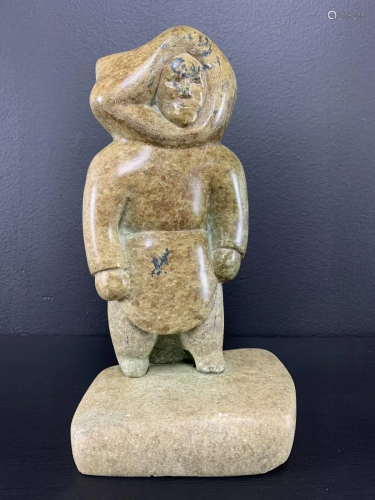 Inuit Soapstone Figure by Ningiugapik Kolola