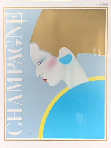 1981 Champagne Ad Lithograph By Gerard Razzia