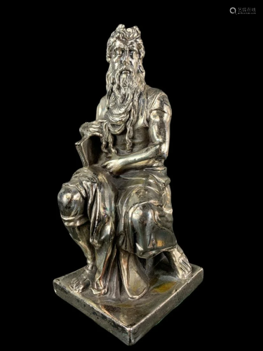 Silvered Figure Of Michelangelo's Moses Sculpture