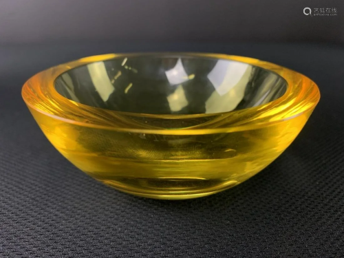 Small Moser Yellow Art Glass Bowl
