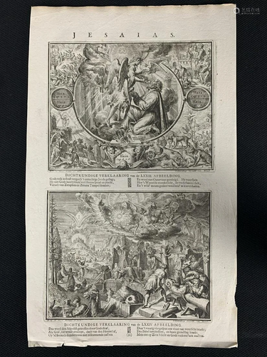 18th C Dutch Biblical Engraving Jesaias De Hooghe