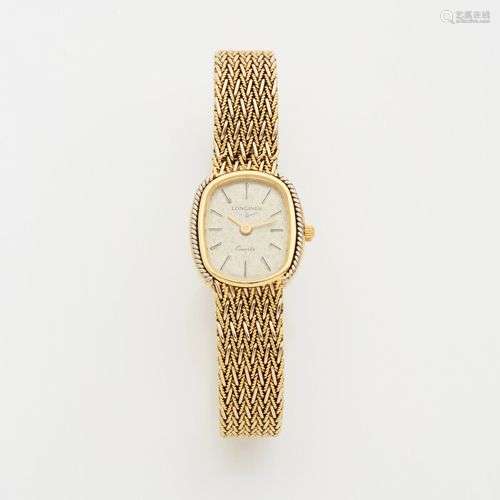 LONGINES BRACELET MONTRE de dame, de forme coussin, en or ja...