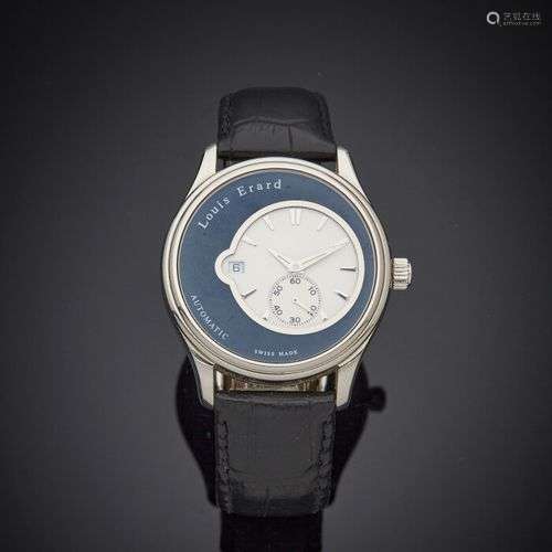 LOUIS ERARD BRACELET MONTRE ronde en acier. Cadran noir et b...