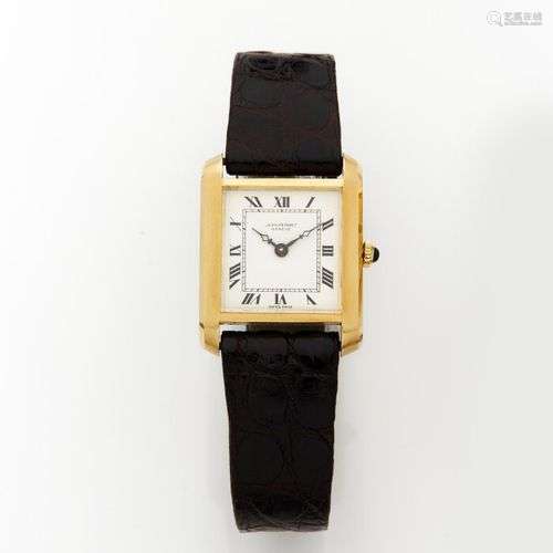 JEAN PERRET BRACELET MONTRE rectangulaire en or jaune (750)....