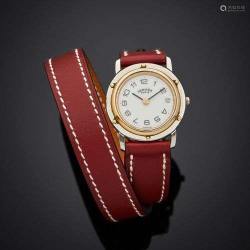 HERMES BRACELET MONTRE ronde de dame, petit modèle « Clipper...