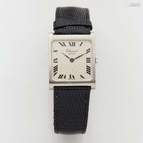 CHOPARD BRACELET MONTRE carrée en or gris (750). Cadran arge...