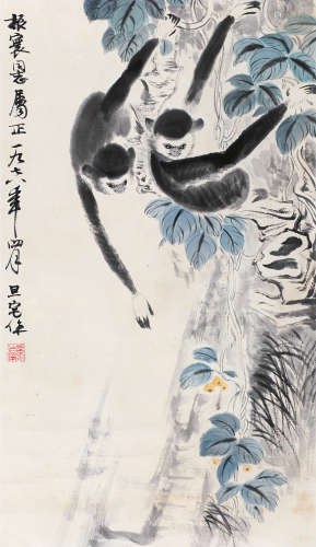 刘旦宅（1931～2011） 猿戏图 立轴 纸本