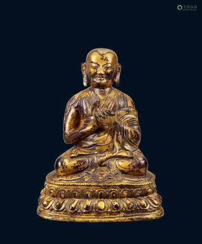 明代 铜鎏金藏传活佛像