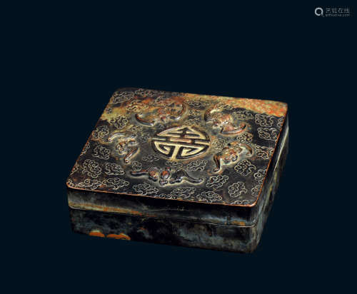清代 福寿纹铜盒