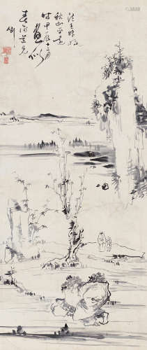 苏仁山（1814～1850） 1844年作 秋山平远图 立轴 纸本