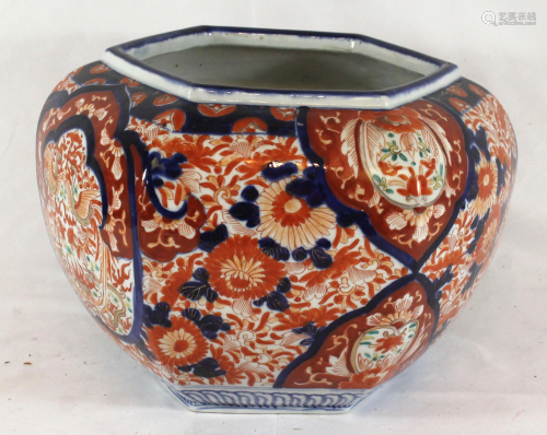 Imari porcelain hexagonal center bowl - approx 12 1/2