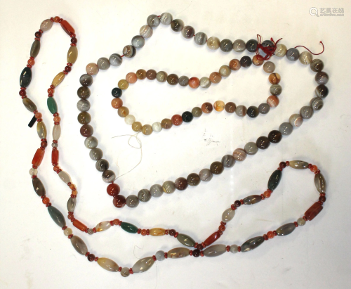 3 Asian Agate necklace incl an extra long 54