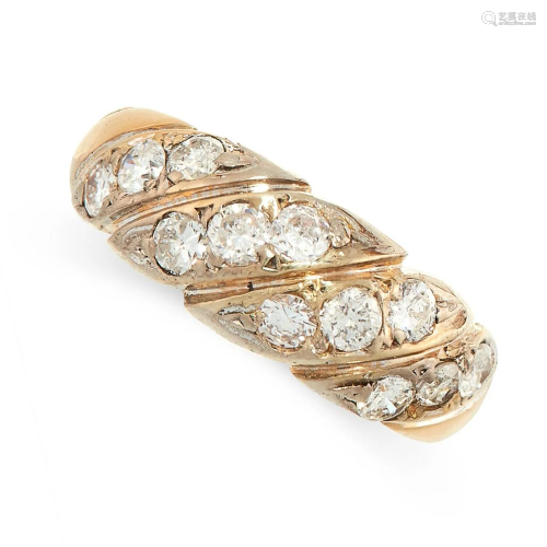 A VINTAGE DIAMOND DRESS RING in yellow gold, the
