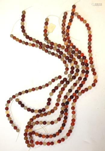 6 strands of Asian Agate round beads - approx 16