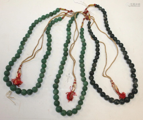 3 Asian jade bead necklaces - approx 18