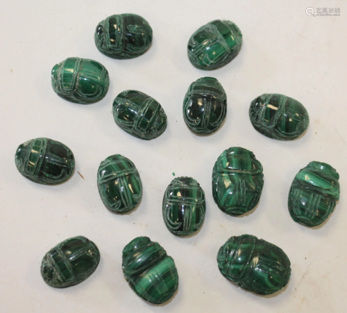 14 Asian Malachite scarabs - approx 1/2