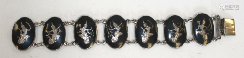 Siam sterling inlaid bracelet ca 1930 - approx 7 1/2