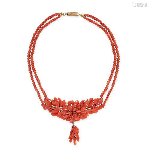 AN ANTIQUE CORAL NECKLACE, 19TH CENTURY comprisi…