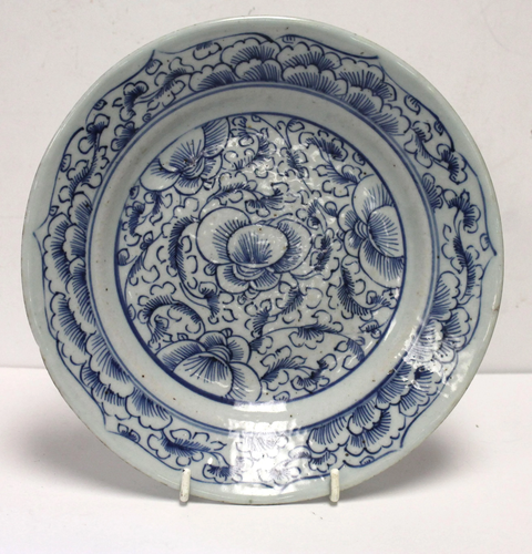 Chinese Export blue & white porcelain bowl - 8 3/4